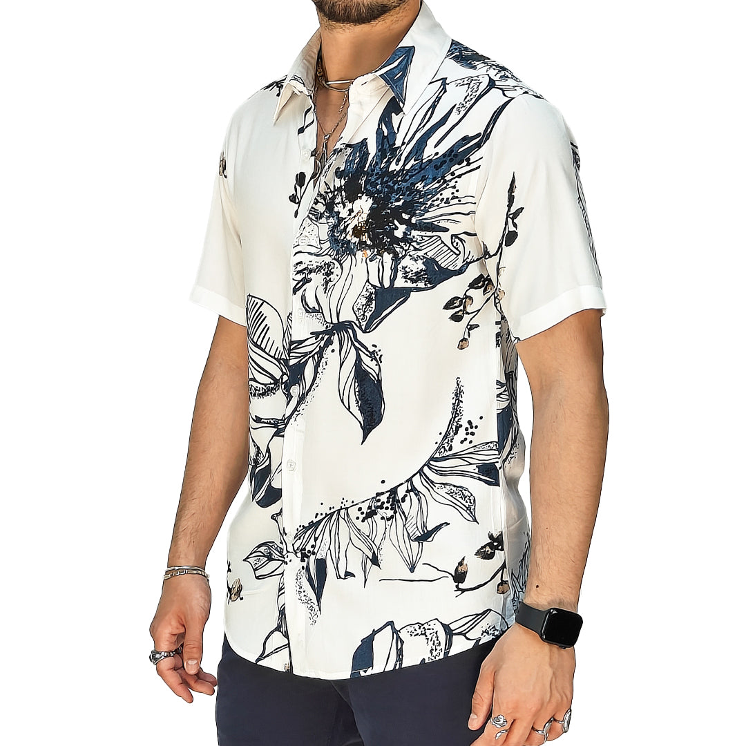 Camicia Uomo a Manica Corta Fantasia Floreale – RDV Abbigliamento