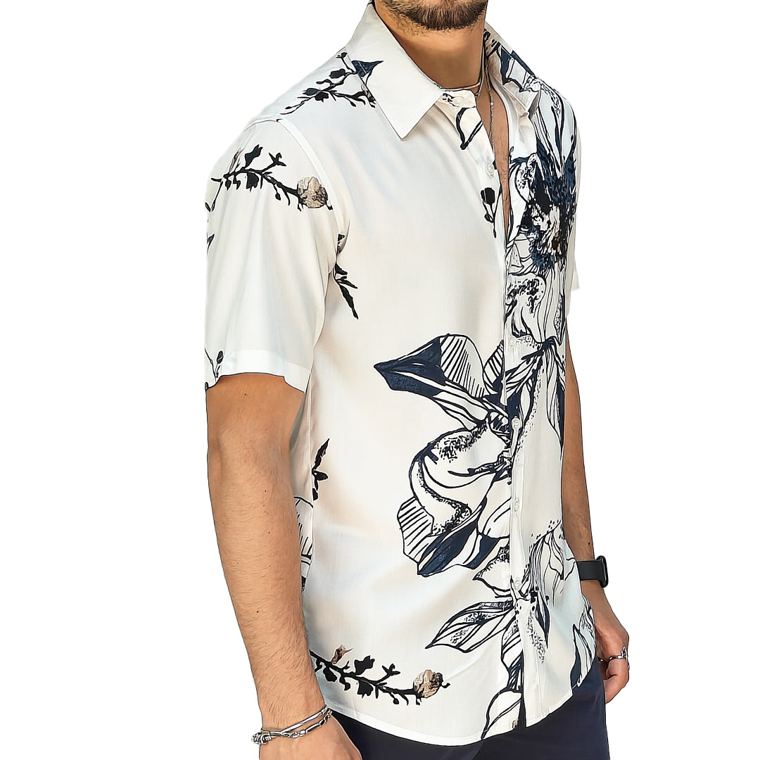 Camicia Uomo a Manica Corta Fantasia Floreale – RDV Abbigliamento