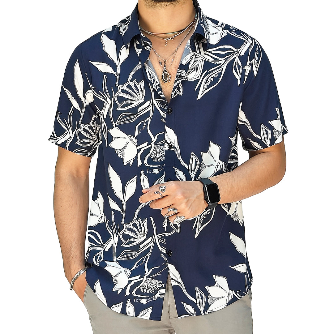 Camicia Uomo a Manica Corta Fantasia Floreale – RDV Abbigliamento