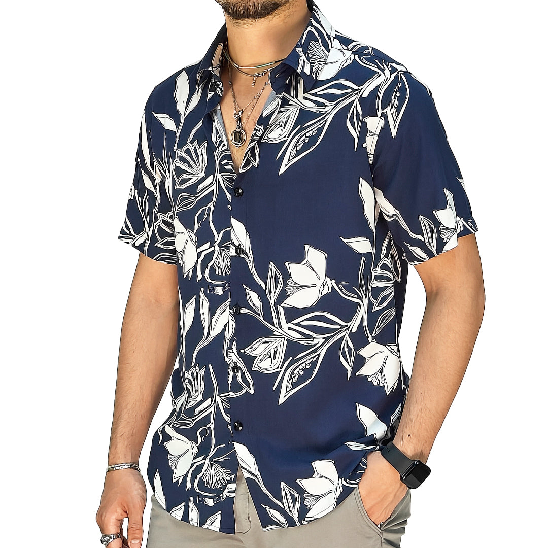 Camicia Uomo a Manica Corta Fantasia Floreale – RDV Abbigliamento