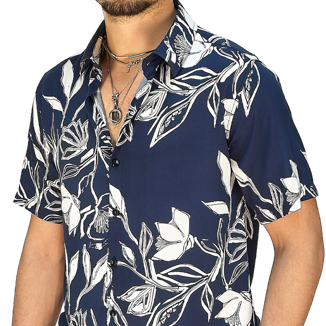 Camicia Uomo a Manica Corta Fantasia Floreale – RDV Abbigliamento
