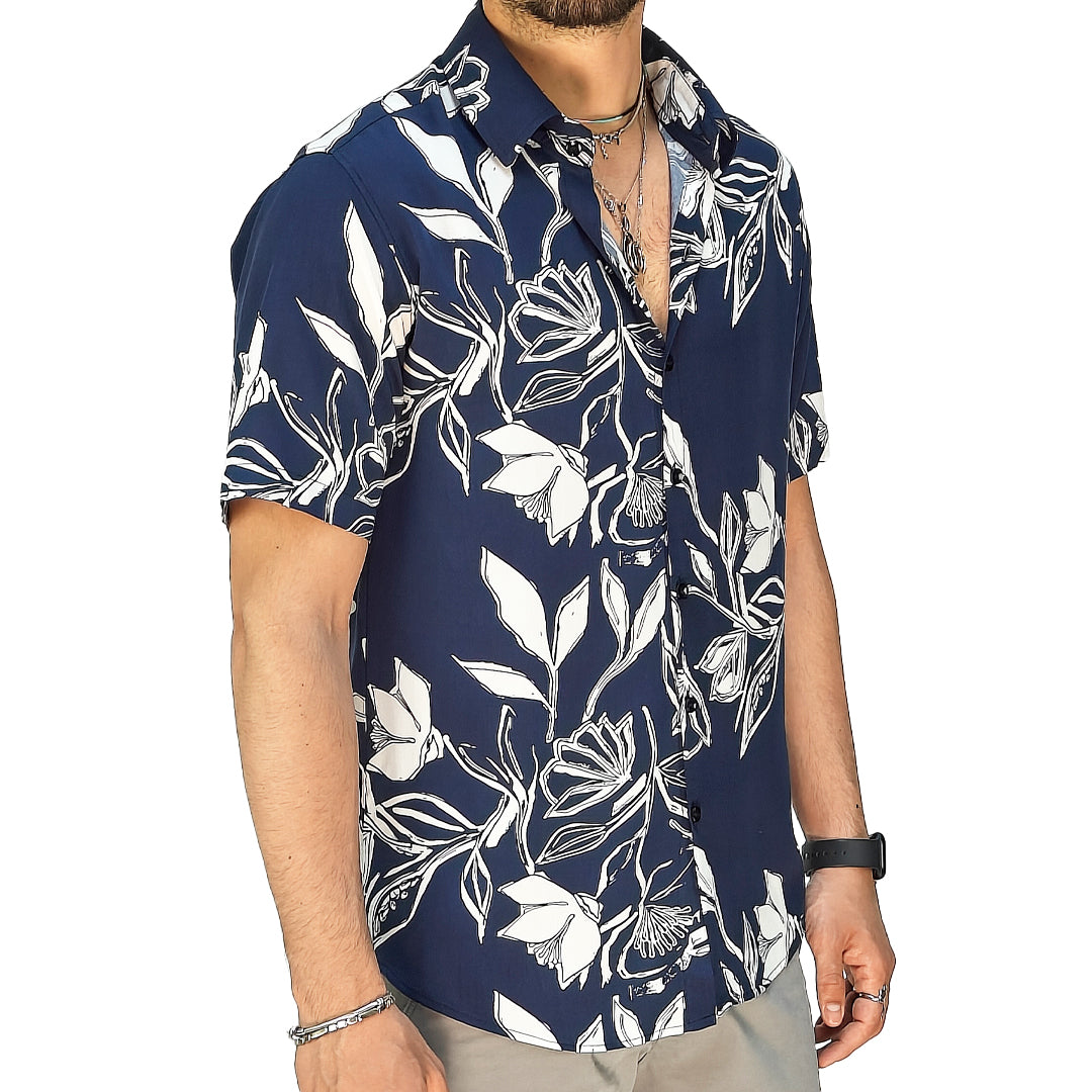 Camicia Uomo a Manica Corta Fantasia Floreale – RDV Abbigliamento