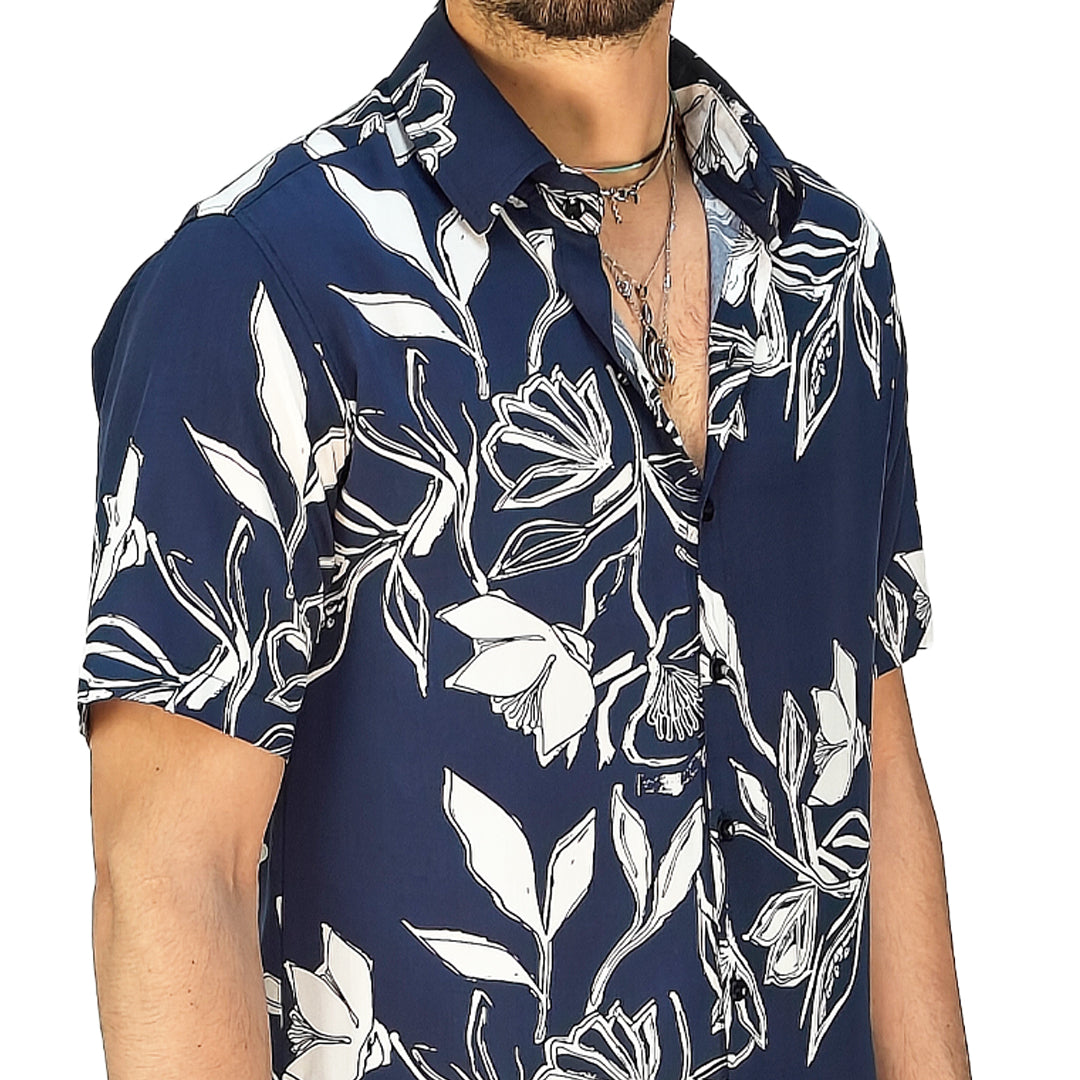 Camicia Uomo a Manica Corta Fantasia Floreale – RDV Abbigliamento