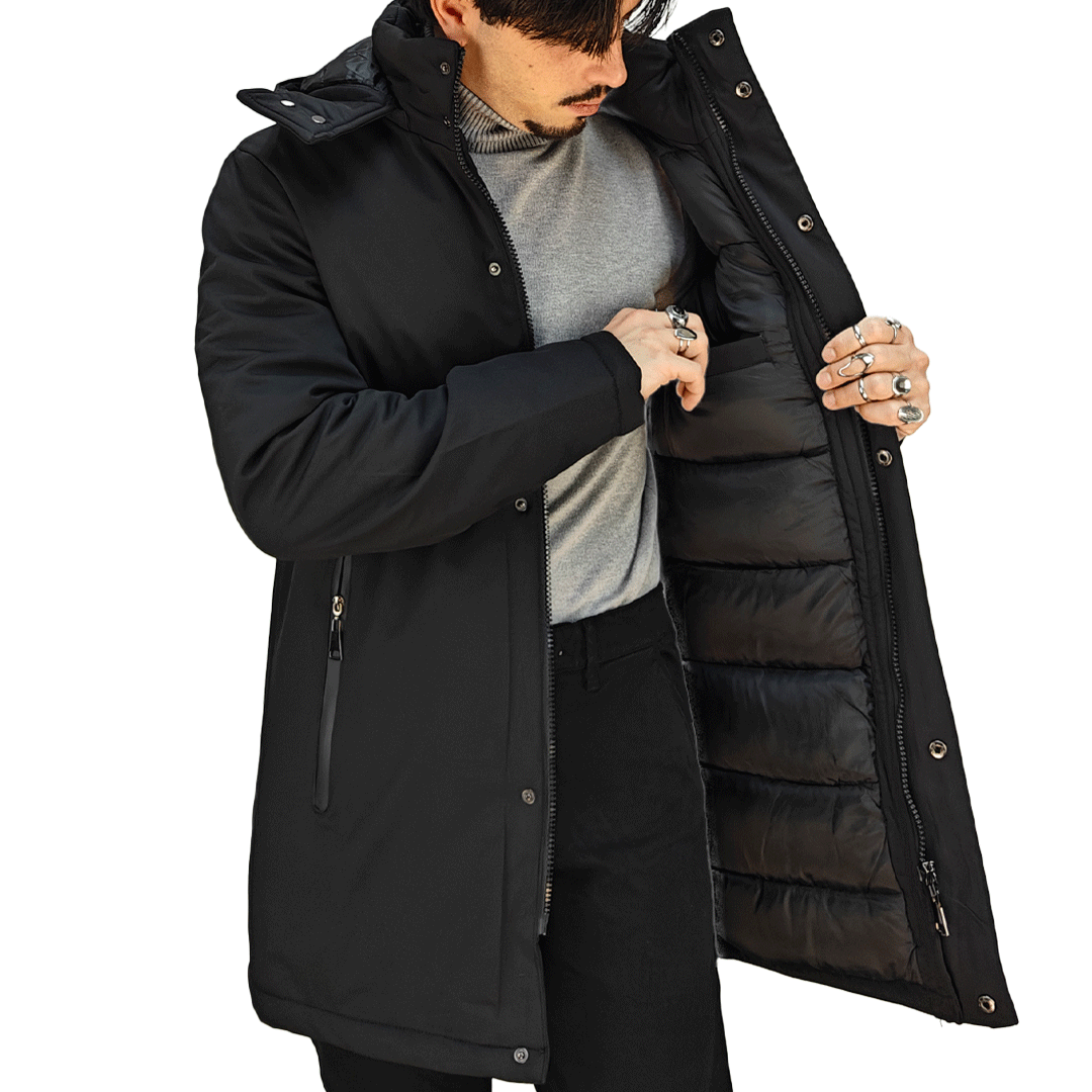Giubbotto Uomo Lungo Invernale - RDV Nero