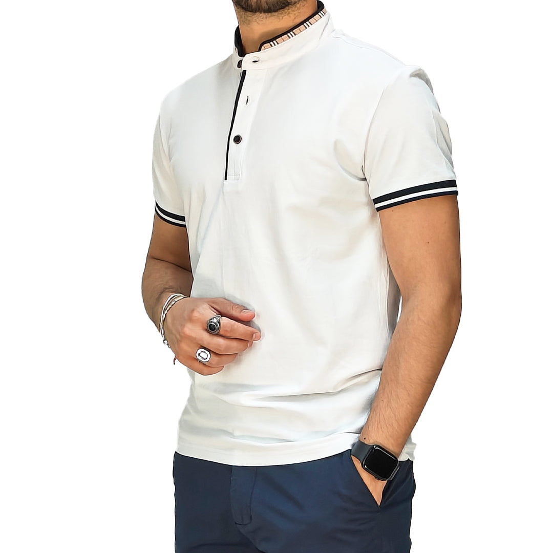 Polo Uomo colletto alla Coreana slim fit colore Blu notte