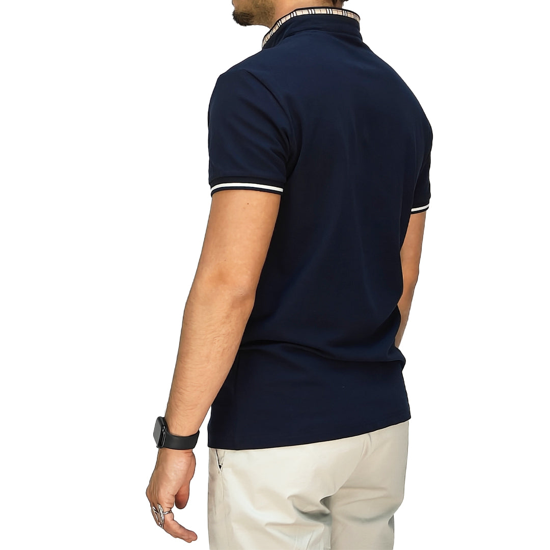 Polo Uomo colletto alla Coreana slim fit colore Blu notte