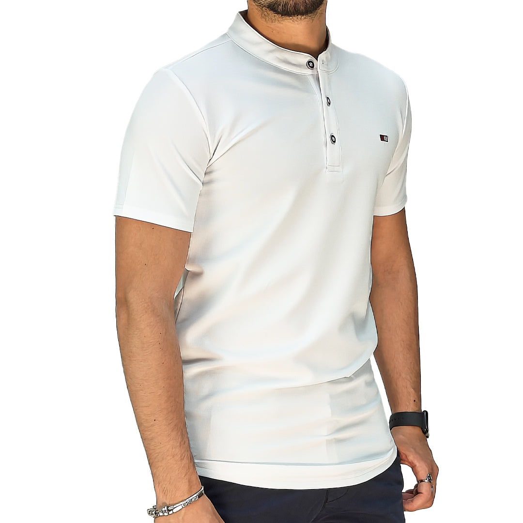 Polo Uomo Manica Corta con Colletto Coreana – Tessuto Traspirante Elasticizzato