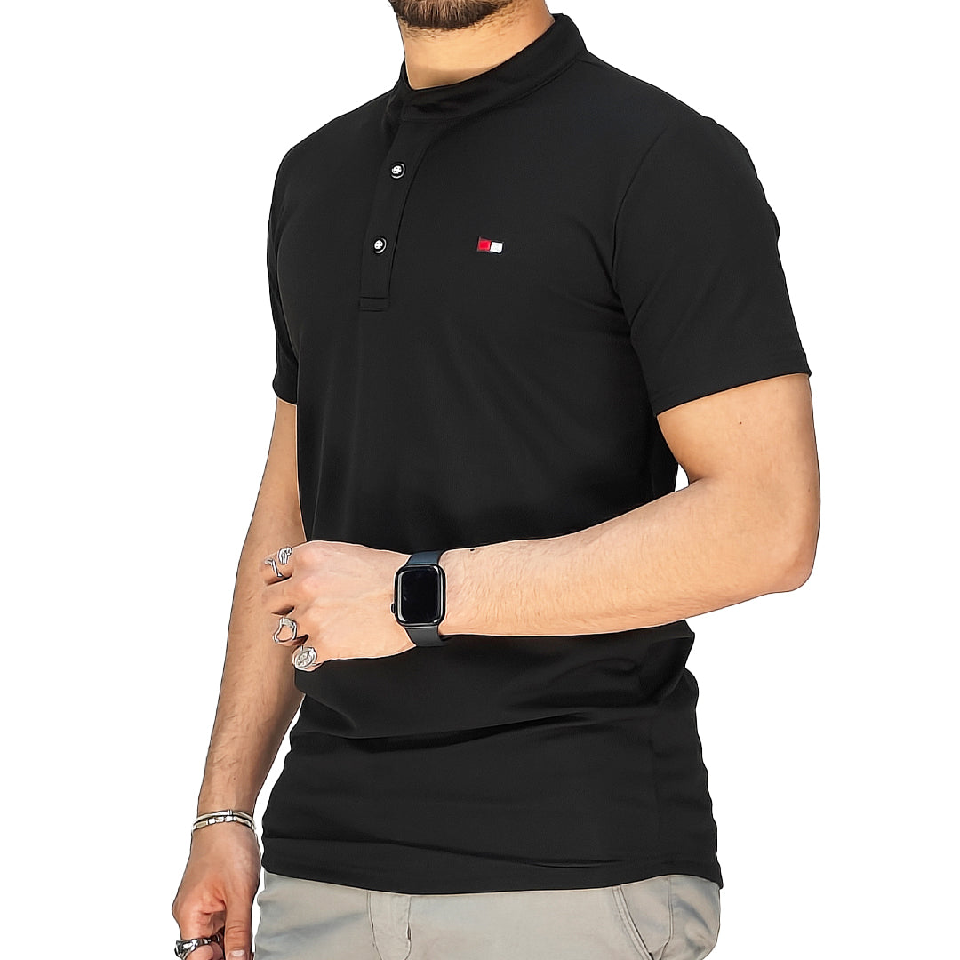 Polo Uomo Manica Corta con Colletto Coreana – Tessuto Traspirante Elasticizzato