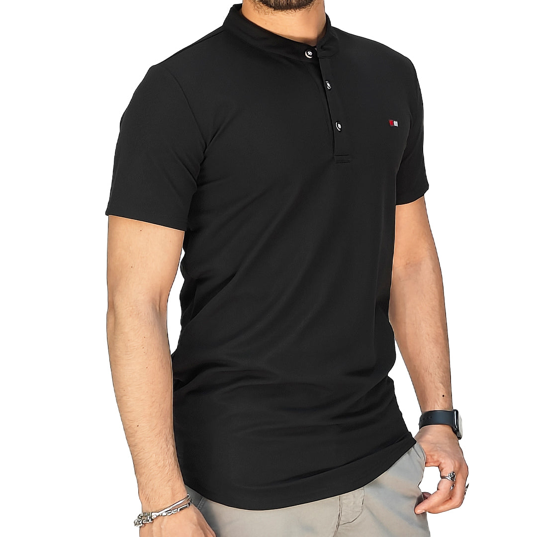 Polo Uomo Manica Corta con Colletto Coreana – Tessuto Traspirante Elasticizzato