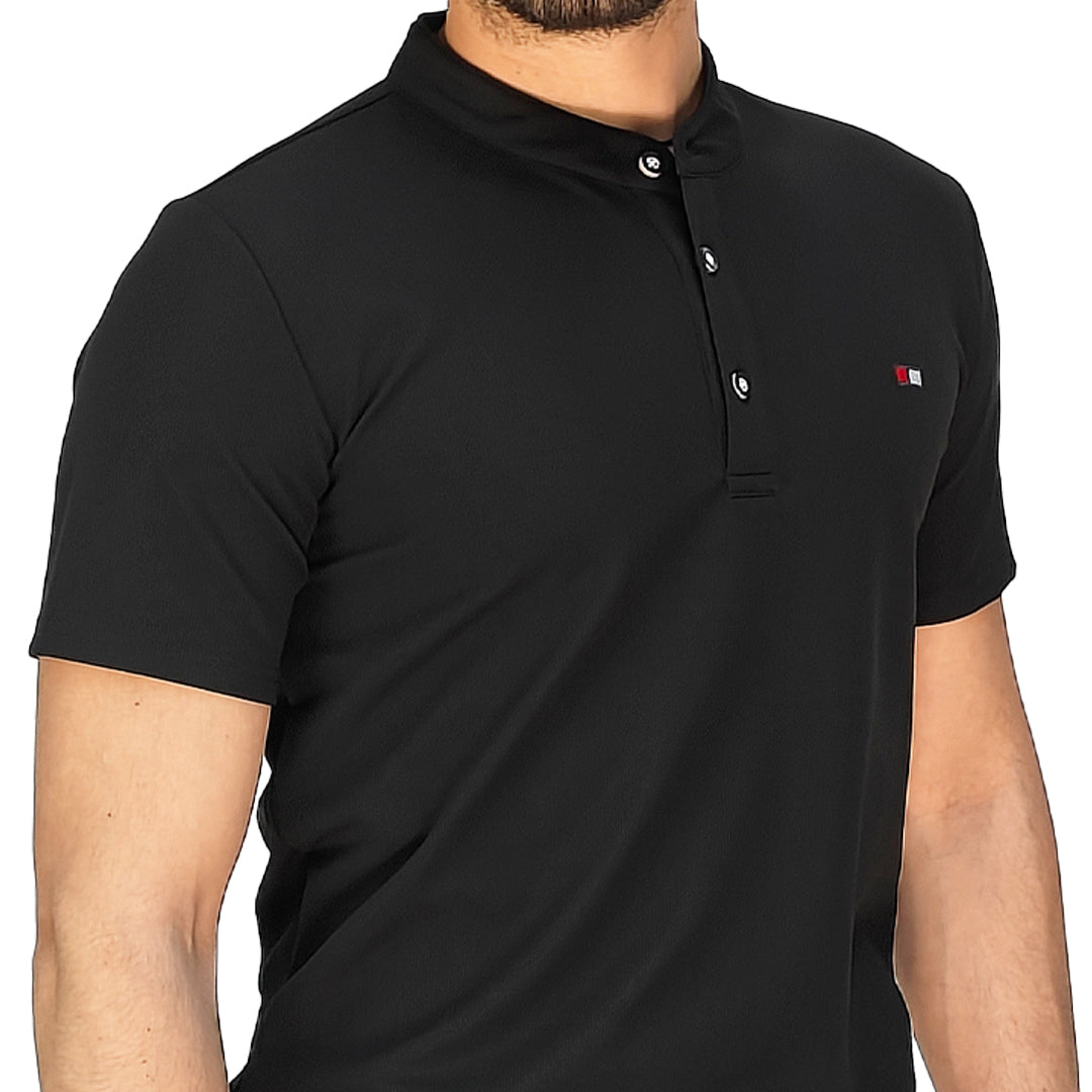 Polo Uomo Manica Corta con Colletto Coreana – Tessuto Traspirante Elasticizzato
