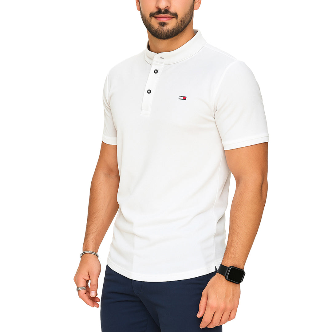 Polo Uomo Manica Corta con Colletto Coreana – Tessuto Traspirante Elasticizzato