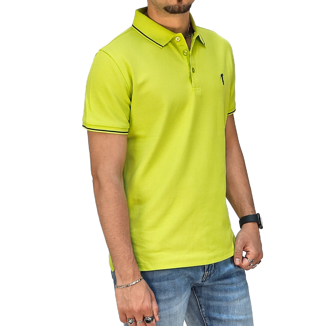 Polo Uomo Manica Corta in Piquet Verde Fluo – RDV Abbigliamento
