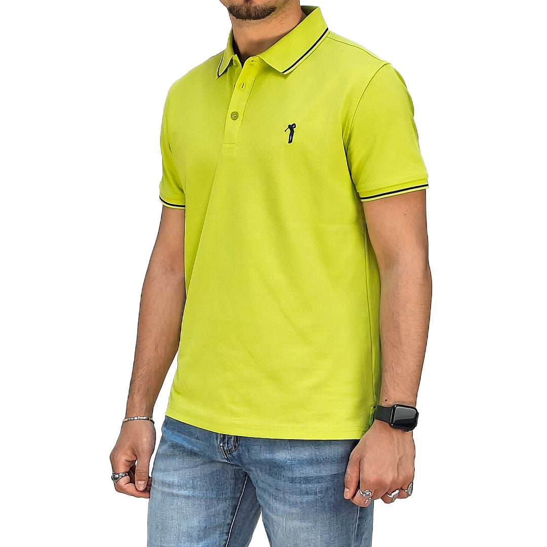 Polo Uomo Manica Corta in Piquet Verde Fluo – RDV Abbigliamento