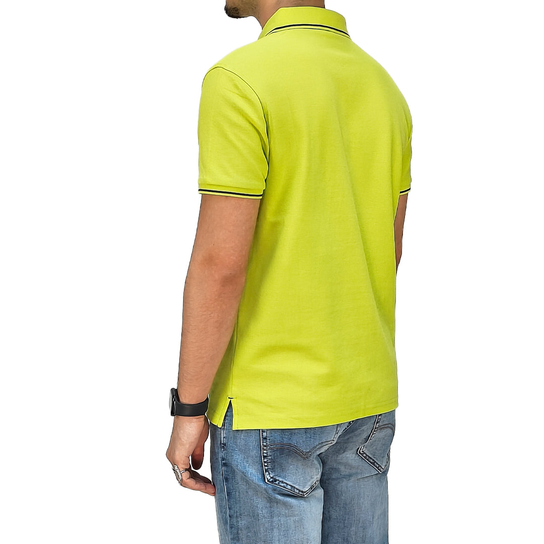 Polo Uomo Manica Corta in Piquet Verde Fluo – RDV Abbigliamento