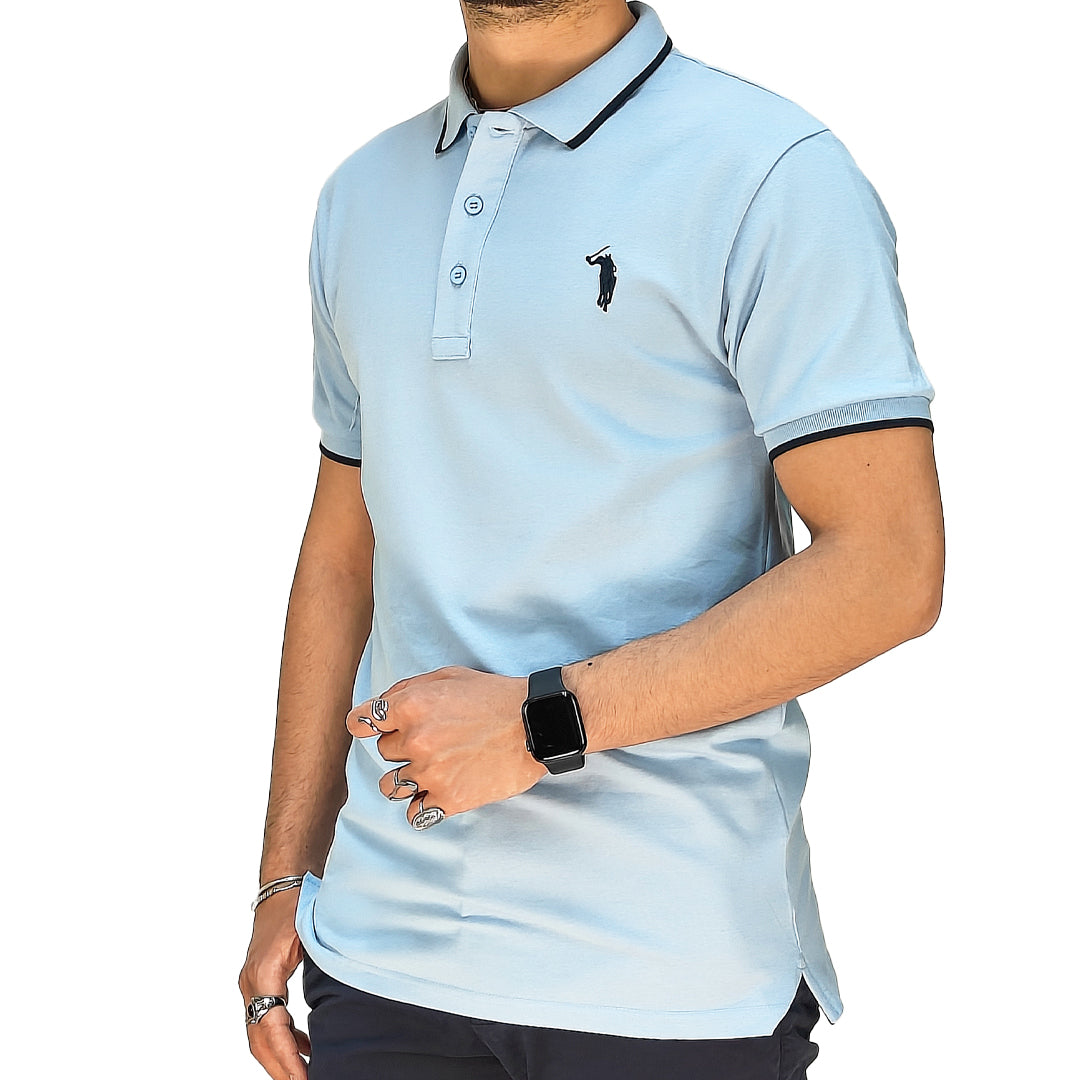 Polo Uomo Manica Corta in Piquet Celeste – RDV Abbigliamento