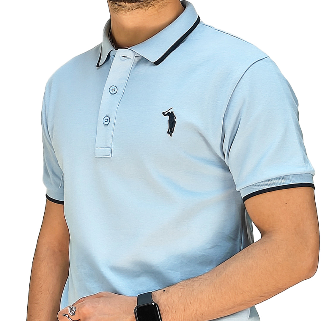 Polo Uomo Manica Corta in Piquet Celeste – RDV Abbigliamento