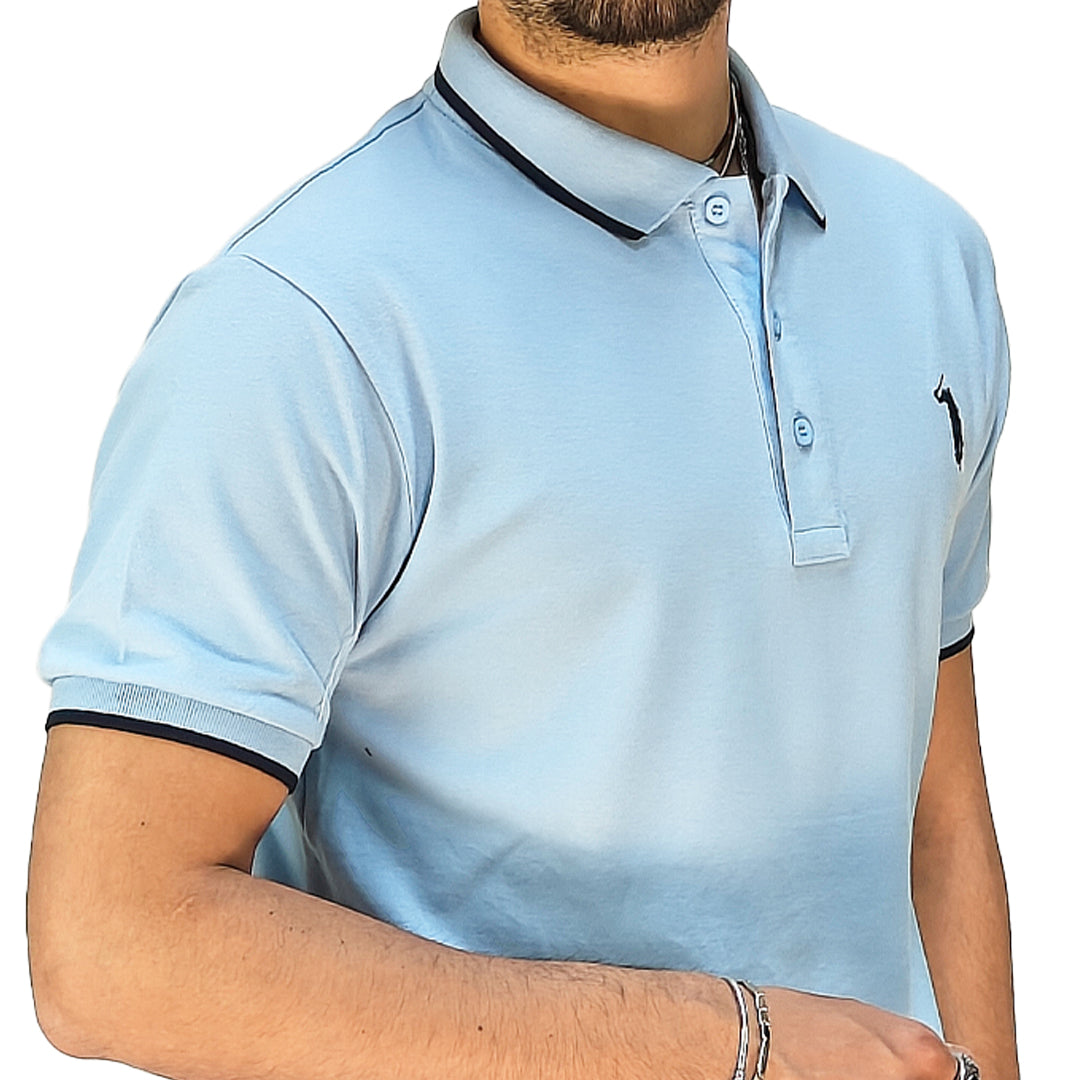 Polo Uomo Manica Corta in Piquet Celeste – RDV Abbigliamento