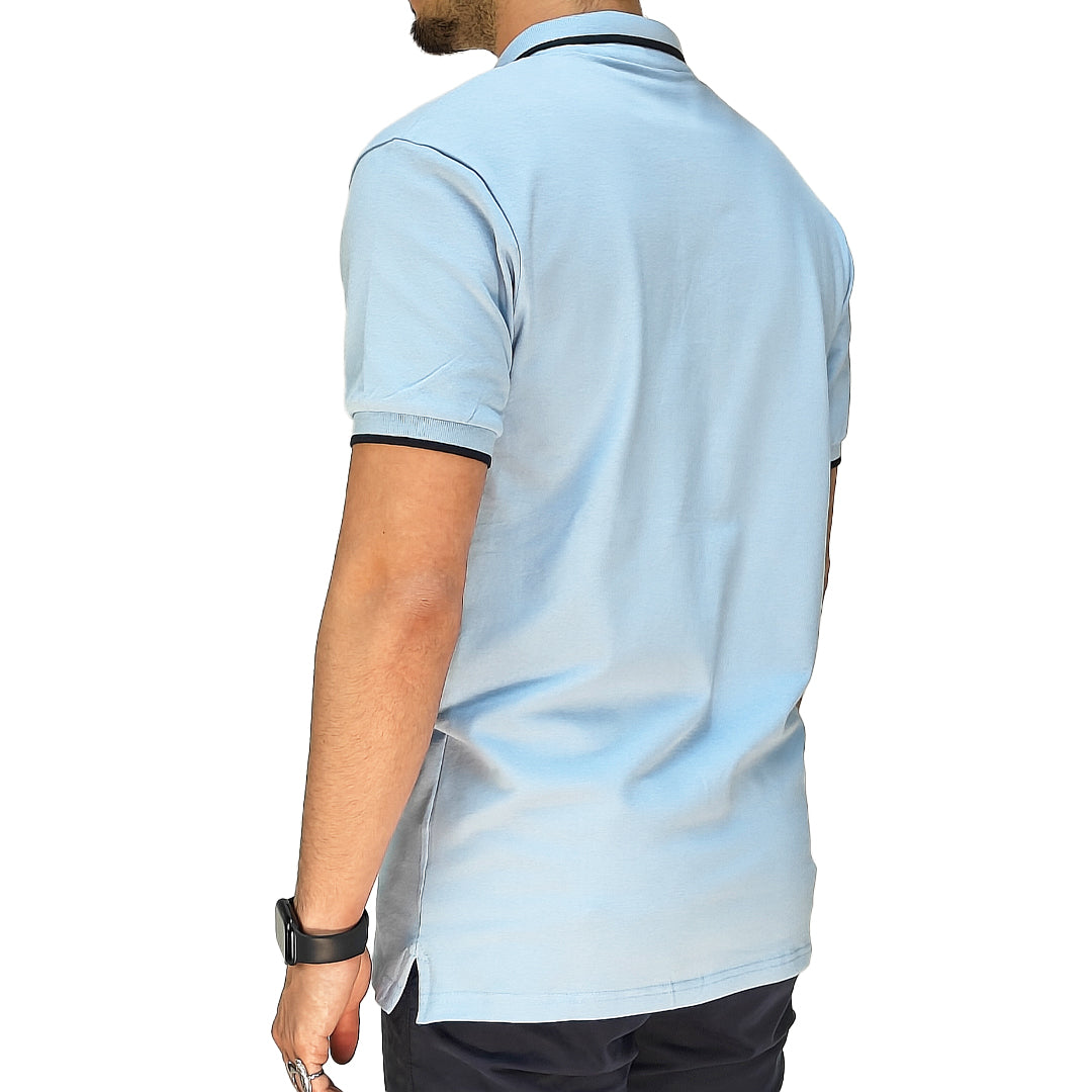 Polo Uomo Manica Corta in Piquet Celeste – RDV Abbigliamento