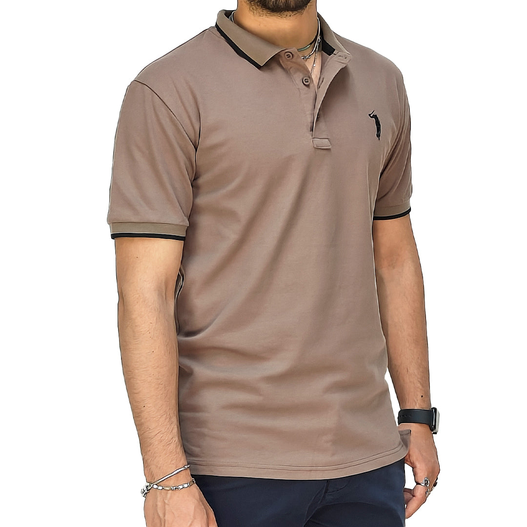 Polo Uomo Manica Corta in Piquet Tabacco – RDV Abbigliamento