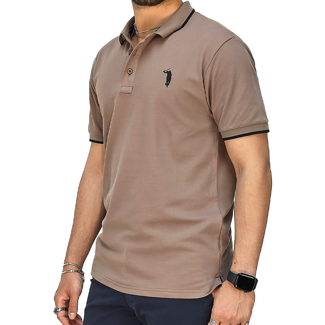 Polo Uomo Manica Corta in Piquet Tabacco – RDV Abbigliamento