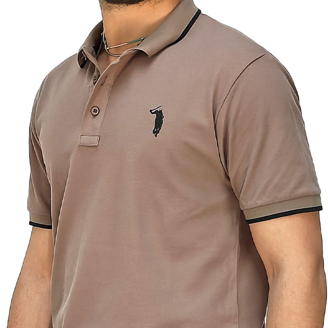 Polo Uomo Manica Corta in Piquet Tabacco – RDV Abbigliamento