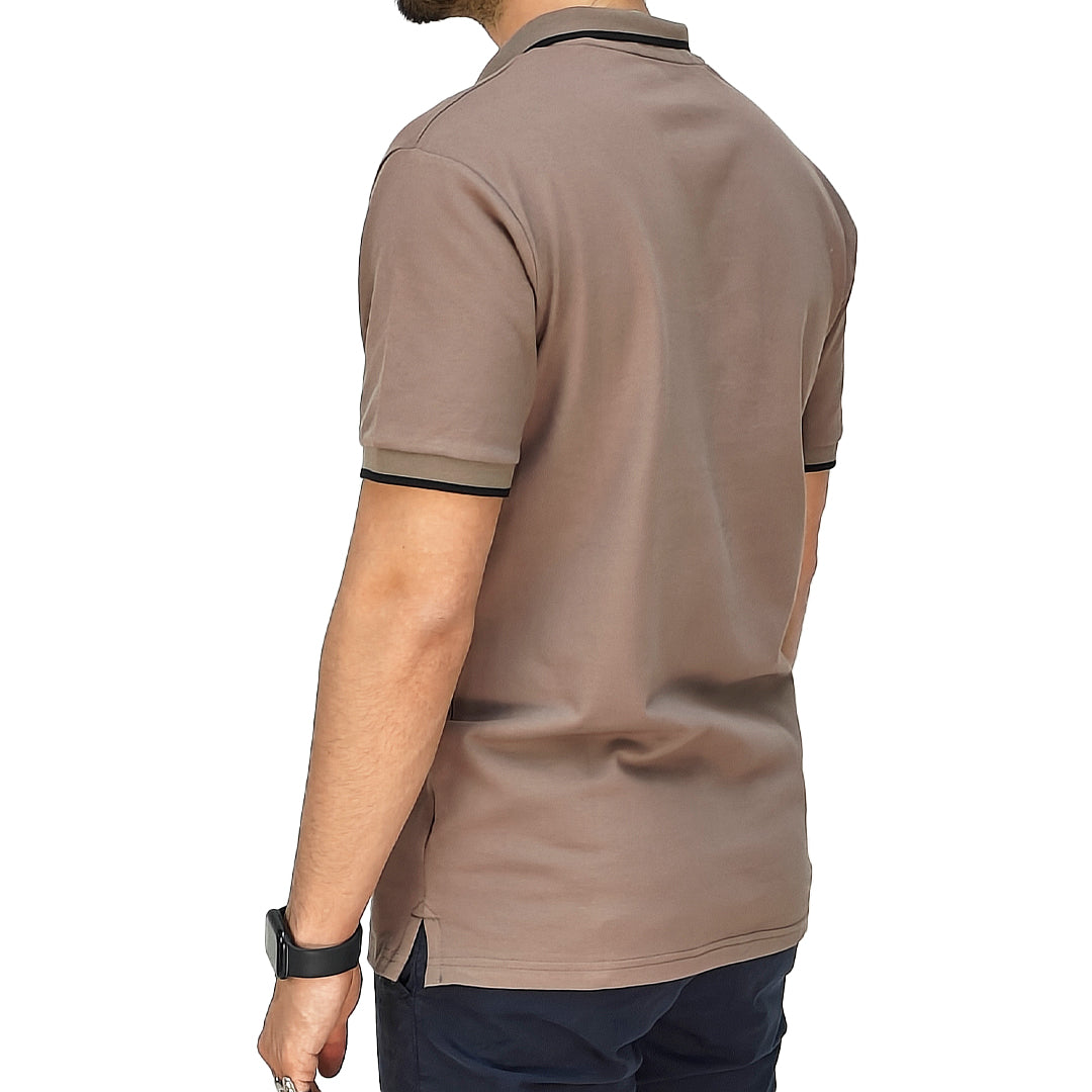 Polo Uomo Manica Corta in Piquet Tabacco – RDV Abbigliamento