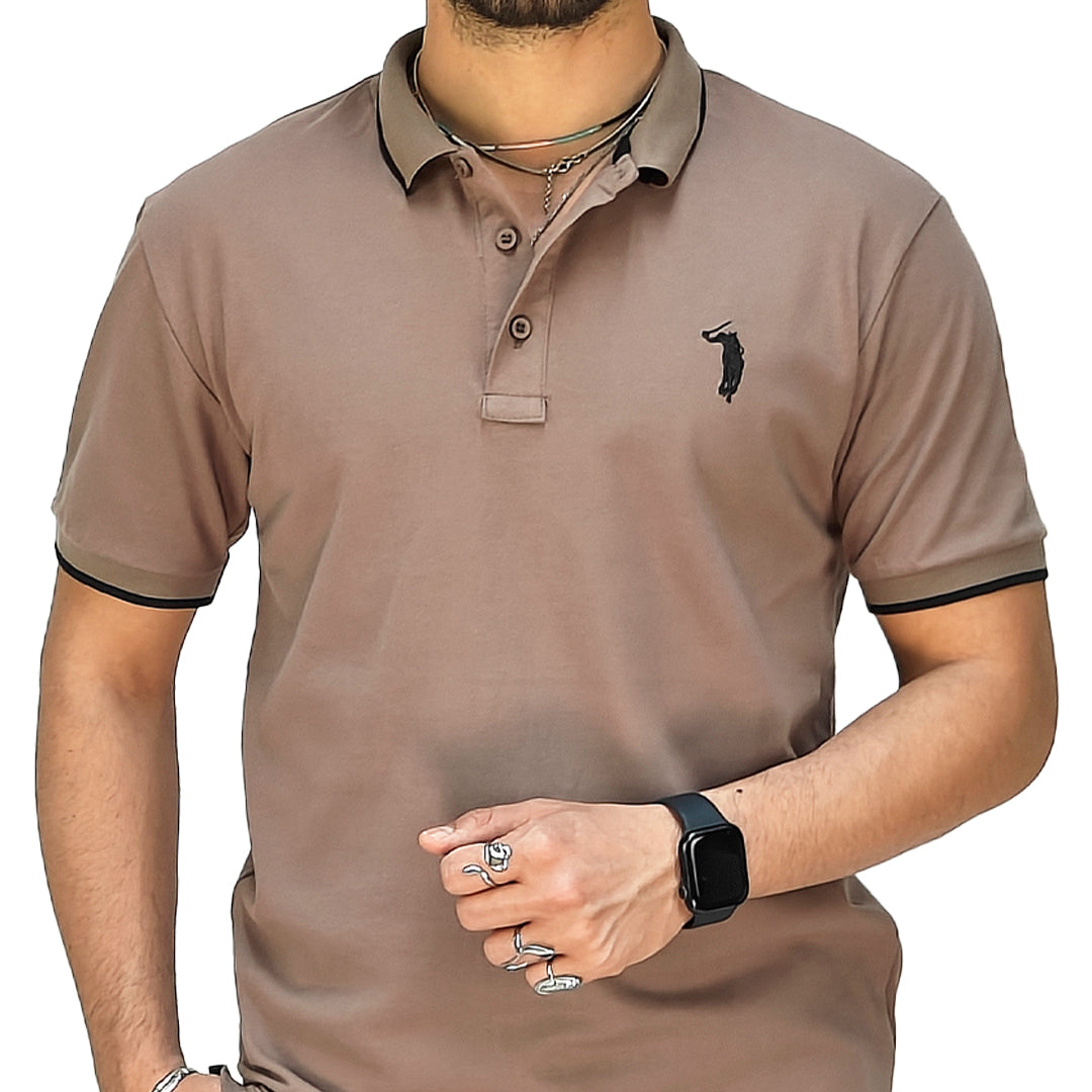 Polo Uomo Manica Corta in Piquet Tabacco – RDV Abbigliamento