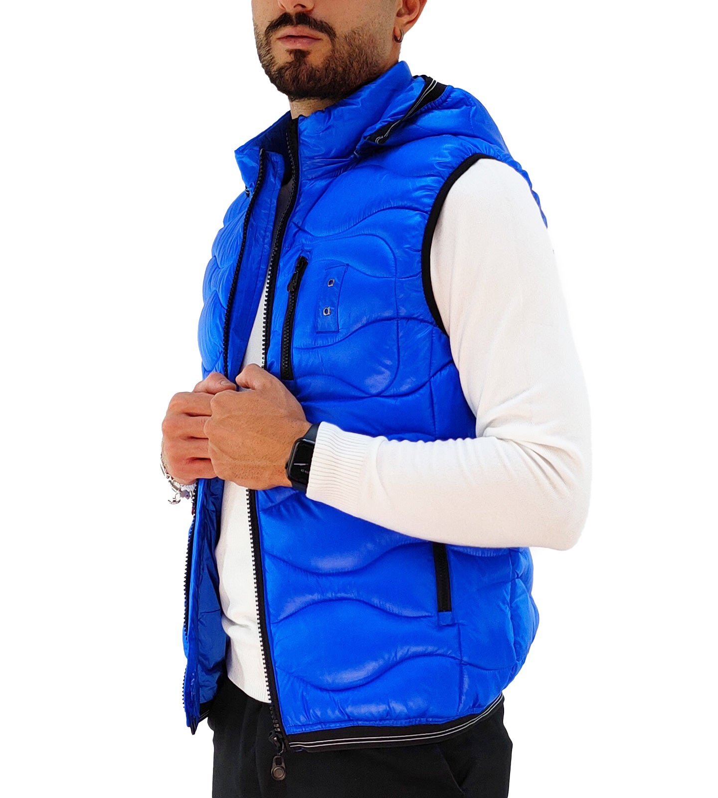 Giubbotto Smanicato Uomo con Cappuccio rimovibile