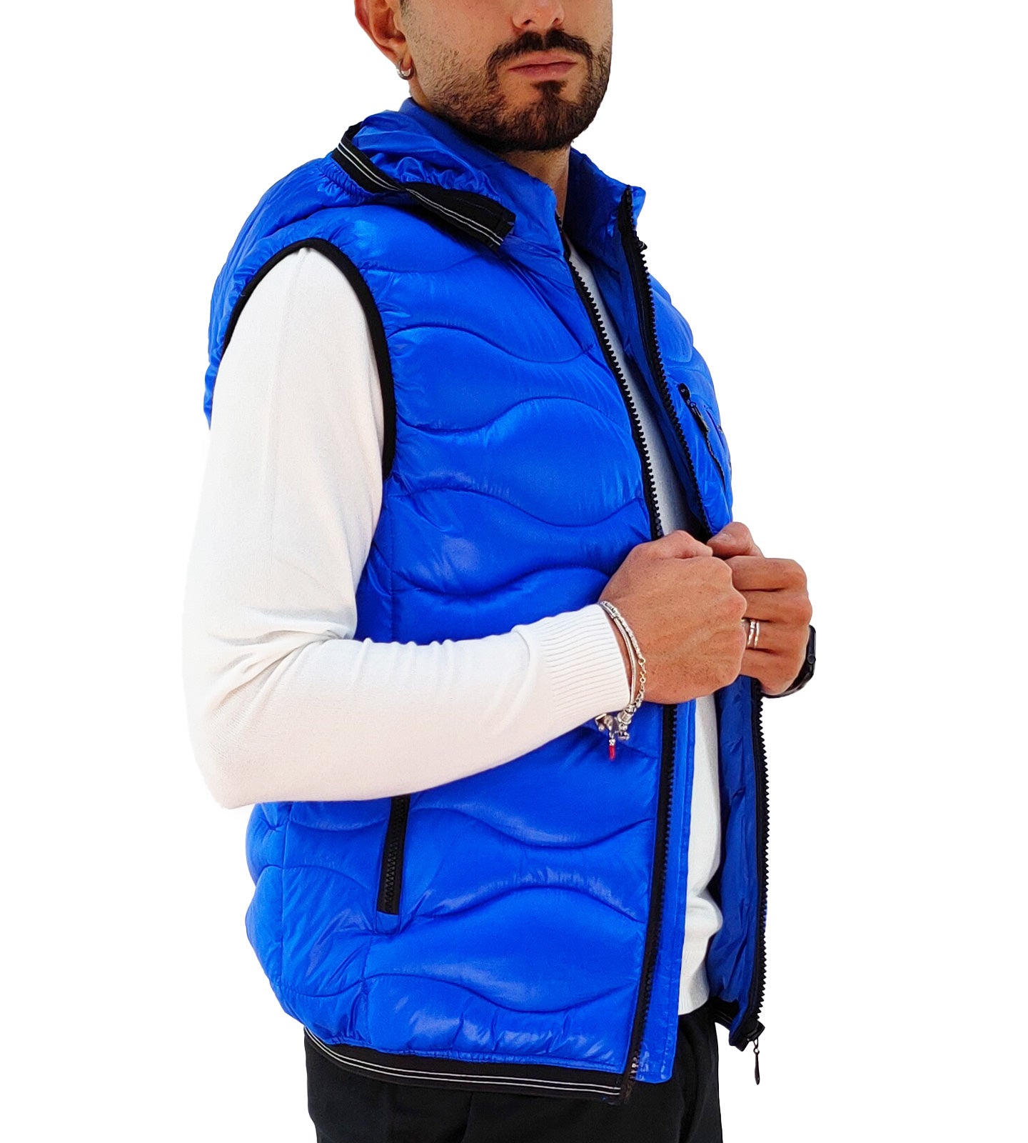 Giubbotto Smanicato Uomo con Cappuccio rimovibile
