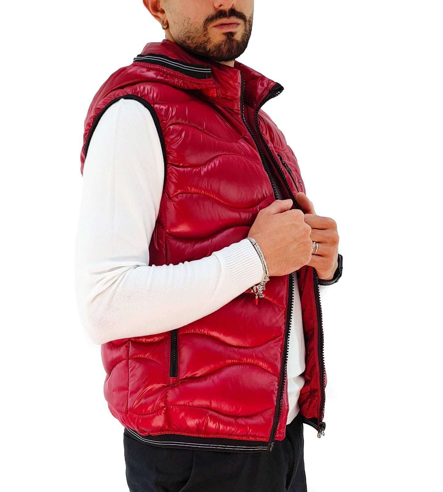Giubbotto Smanicato Uomo con Cappuccio rimovibile