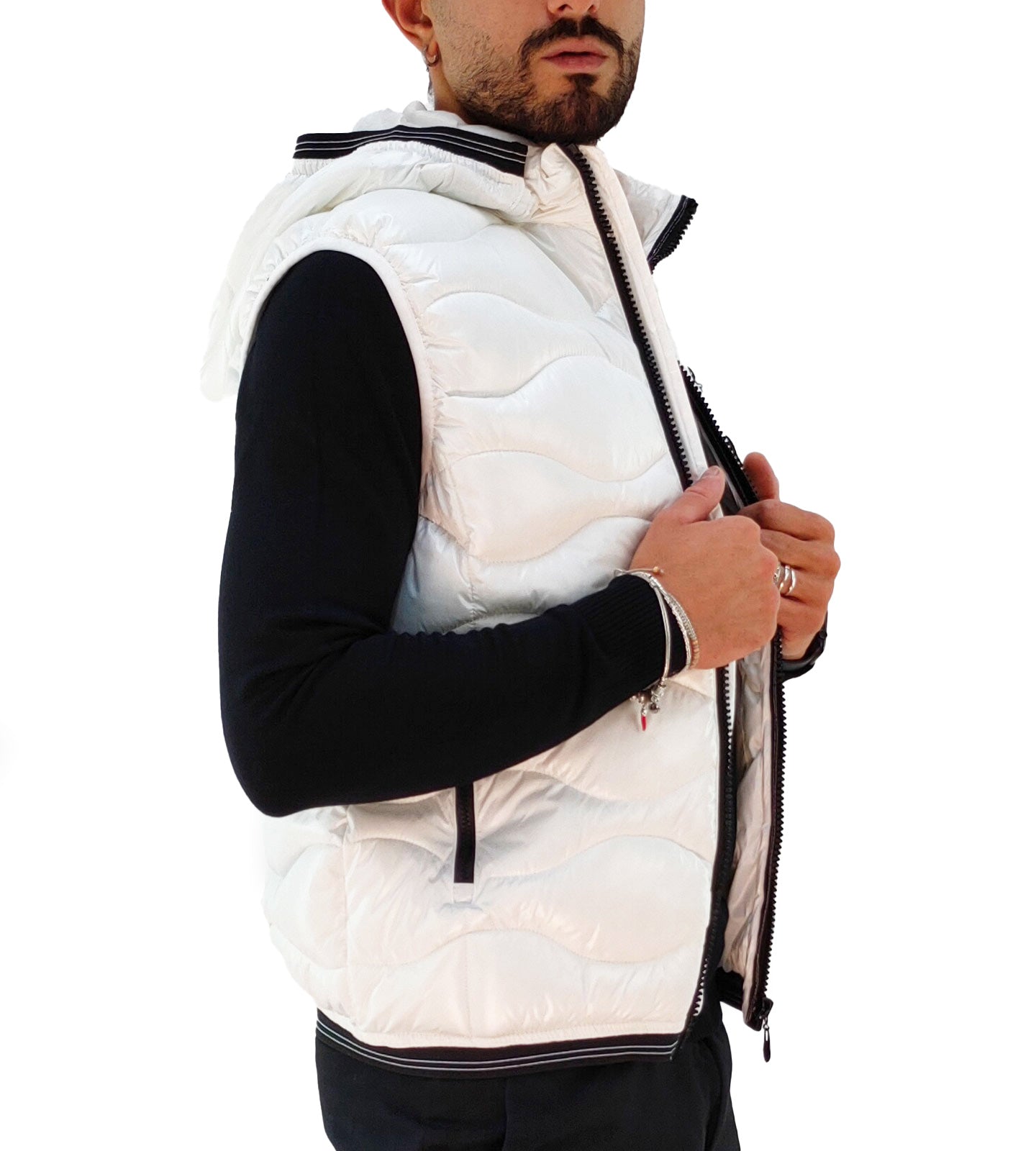 Giubbotto Smanicato Uomo con Cappuccio rimovibile