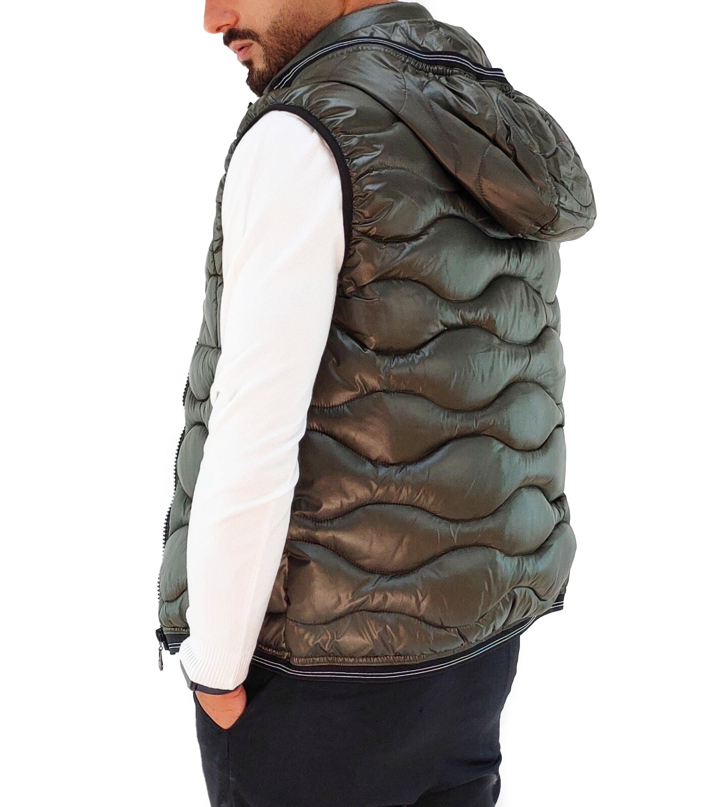 Giubbotto Smanicato Uomo con Cappuccio rimovibile