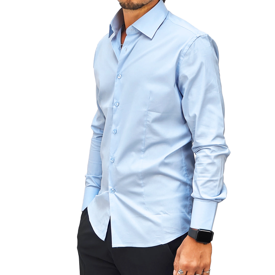 Camicia Uomo collo classico, slim fit colore celeste