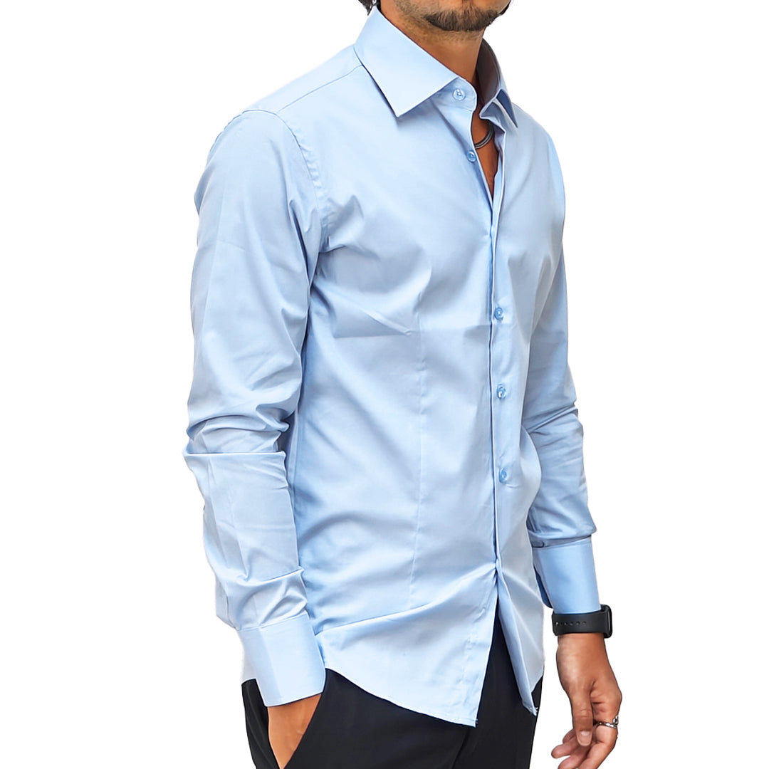 Camicia Uomo collo classico, slim fit colore celeste