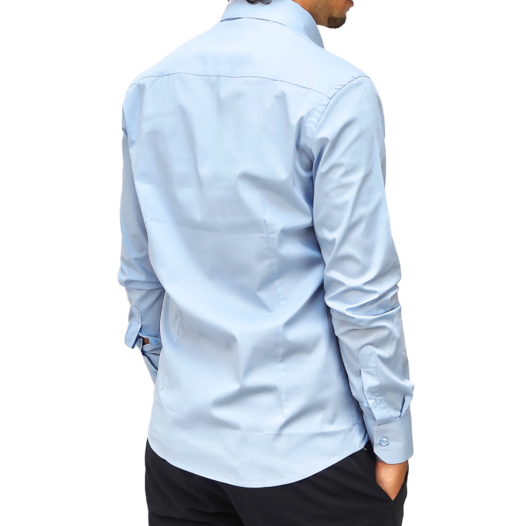 Camicia Uomo collo classico, slim fit colore celeste