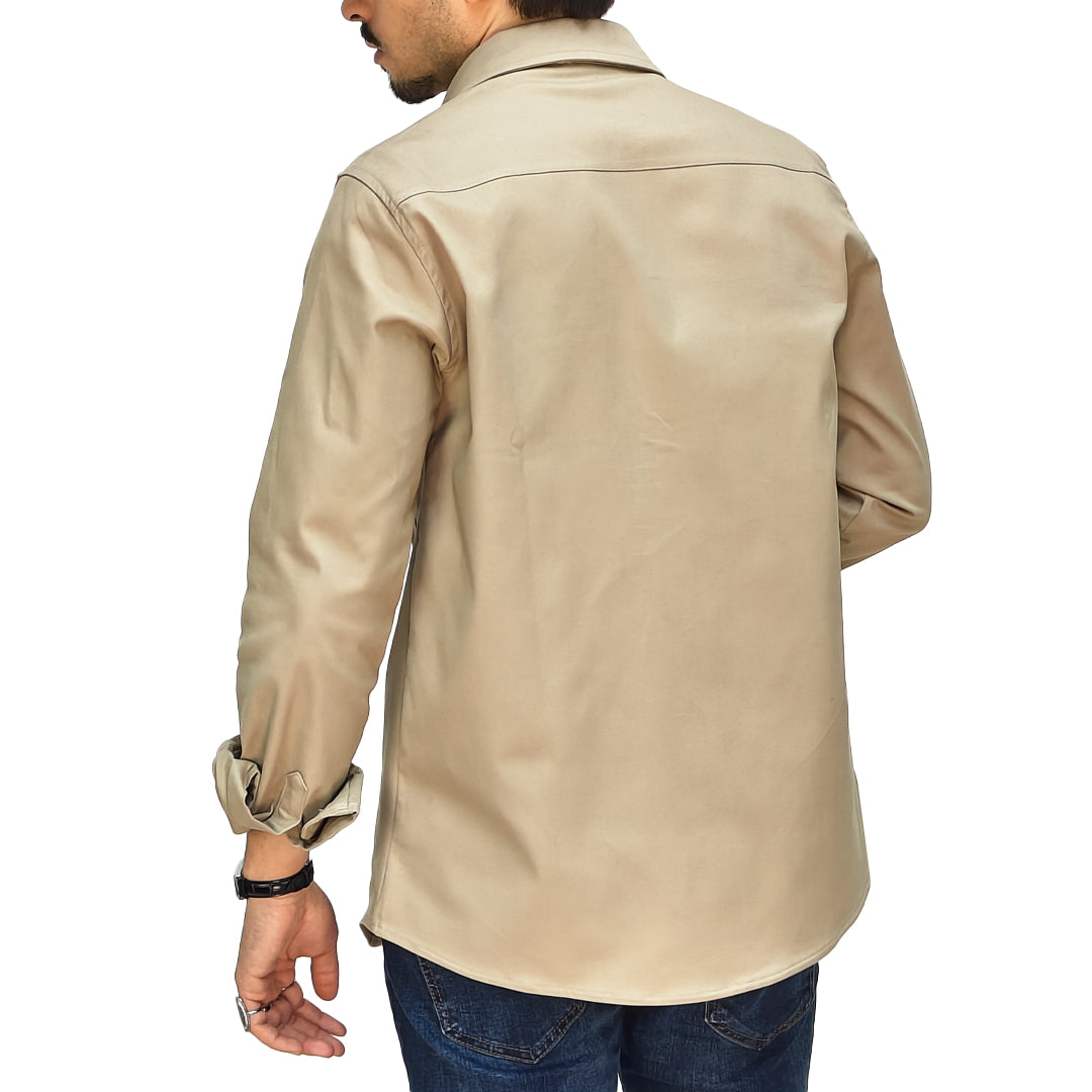 Camicia Invernale Uomo Beige in Stile Giacca