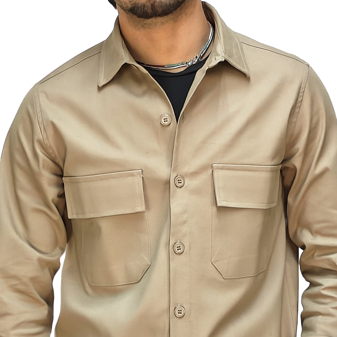 Camicia Invernale Uomo Beige in Stile Giacca
