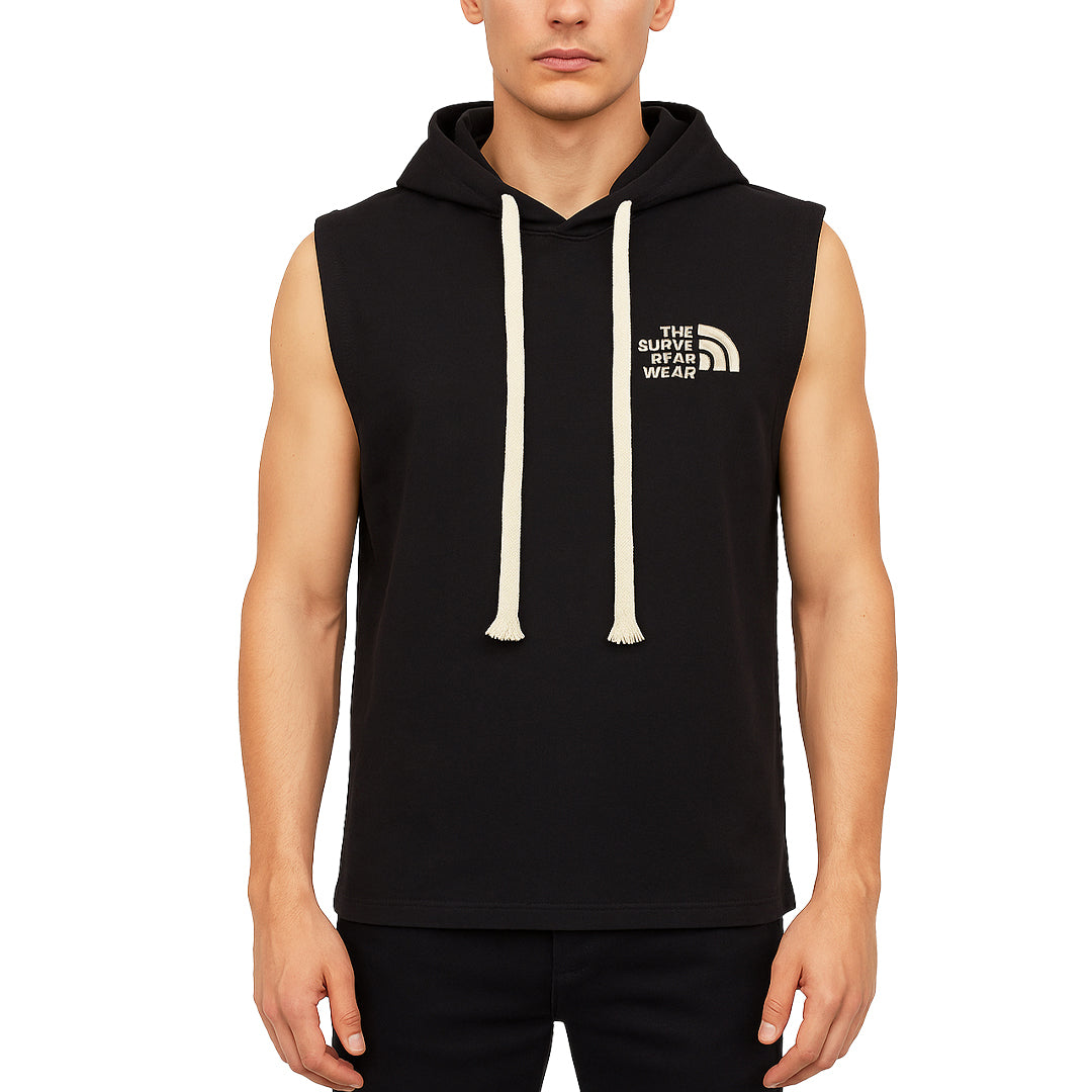 Felpa Smanicata con Cappuccio – Beige “The Super Star Wear”