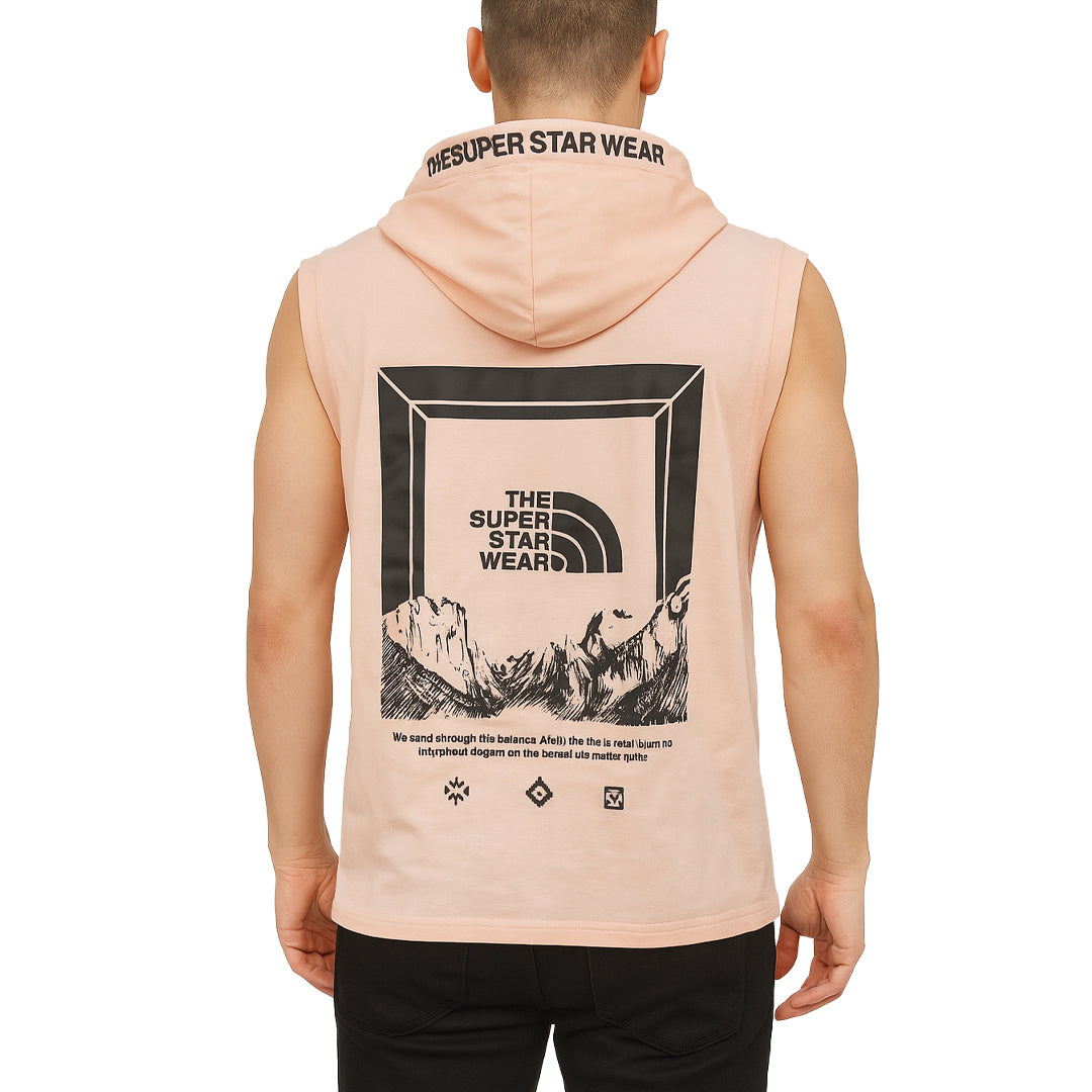 Felpa Smanicata con Cappuccio – Beige “The Super Star Wear”