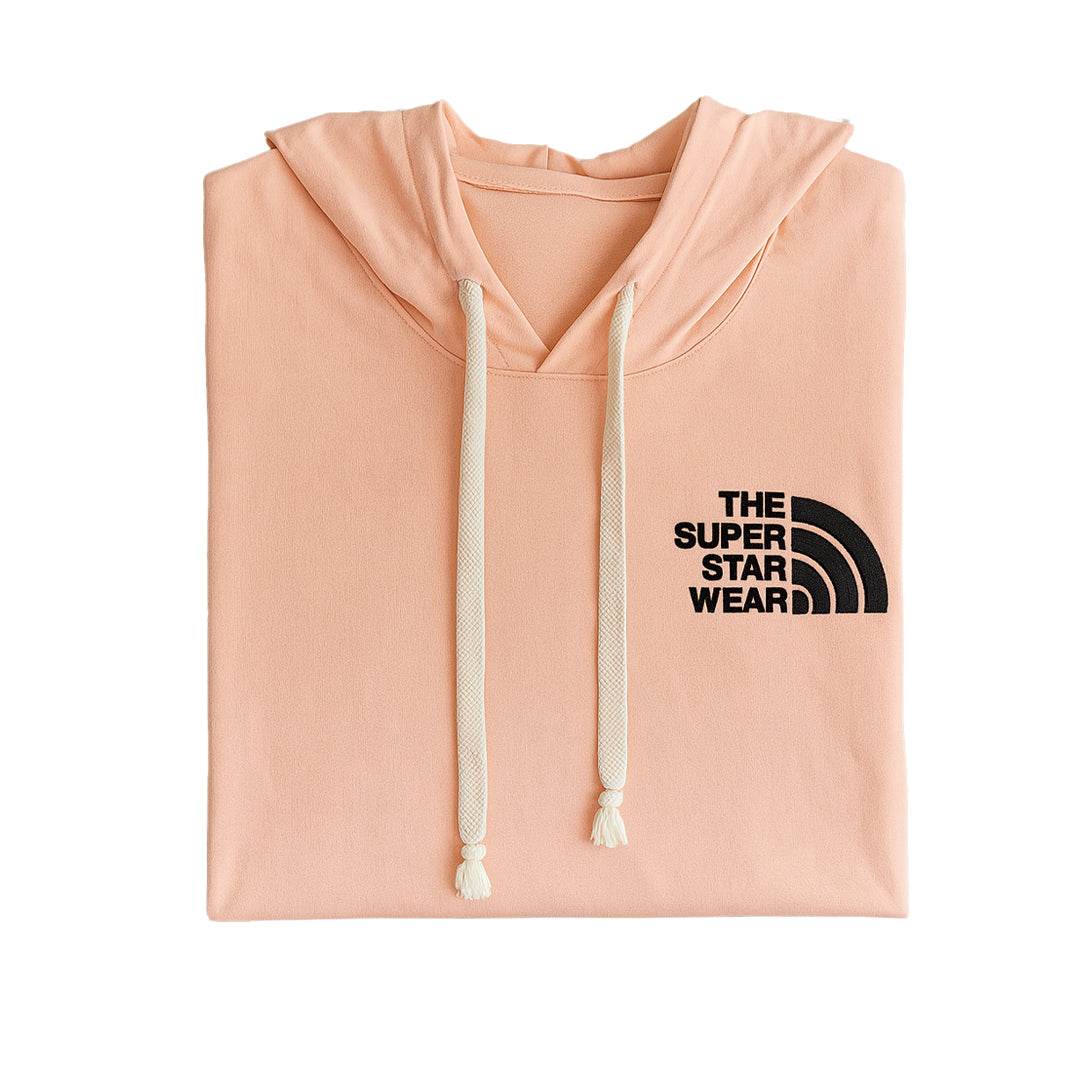 Felpa Smanicata con Cappuccio – Beige “The Super Star Wear”