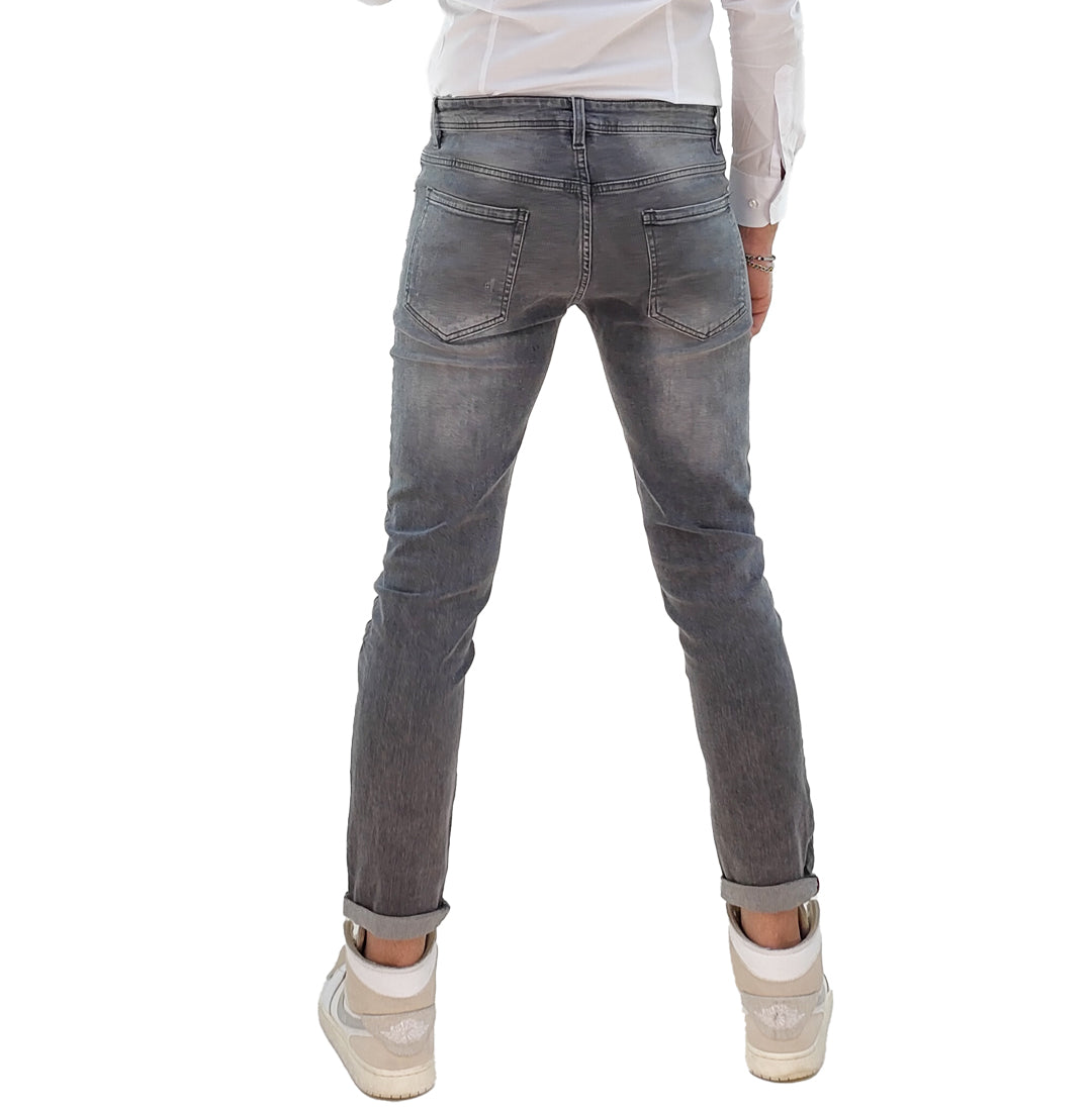 Jeans uomo 5 tasche slim fit Grigio scuro graffiato SA2326