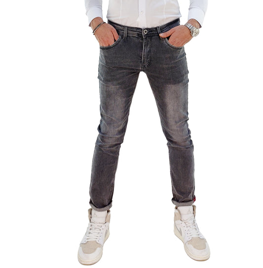 Jeans uomo 5 tasche slim fit Grigio scuro graffiato SA2326