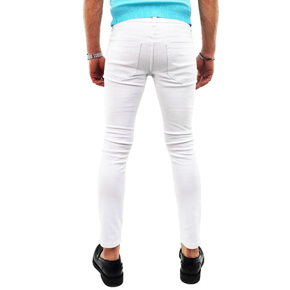 Jeans bianchi skinny capri con tagli alle ginocchia RDV 2901TM