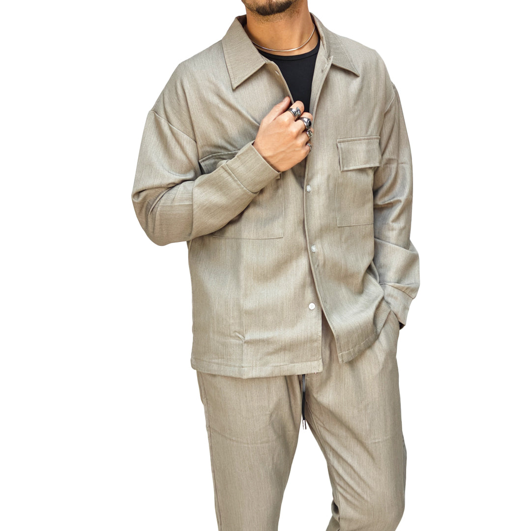 Completo Uomo Due Pezzi - Giacca Camicia + Pantalone | Beige |