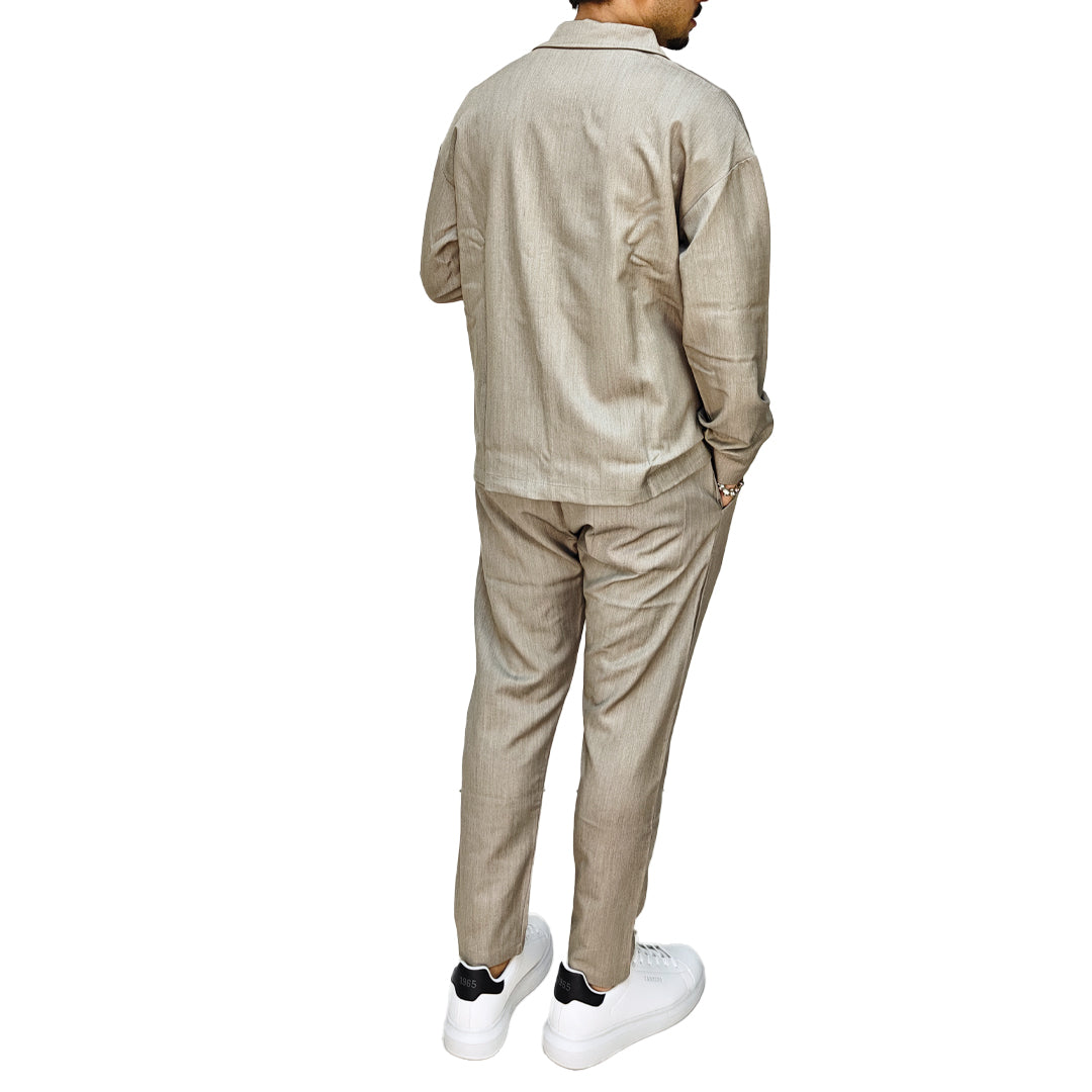 Completo Uomo Due Pezzi - Giacca Camicia + Pantalone | Beige |