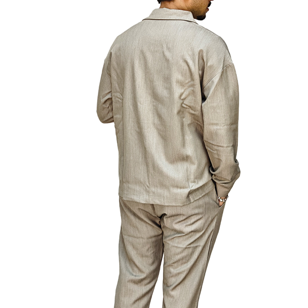 Completo Uomo Due Pezzi - Giacca Camicia + Pantalone | Beige |