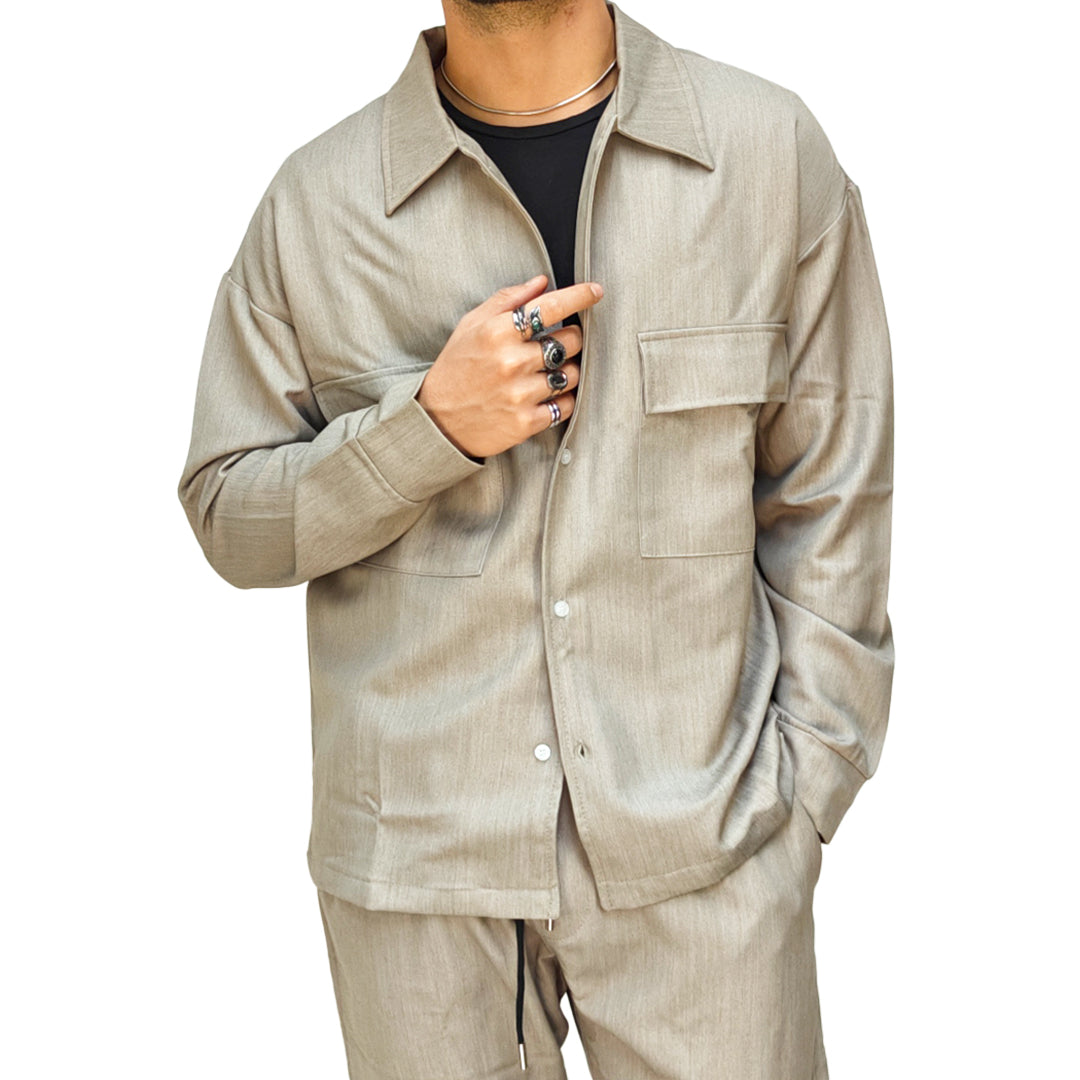 Completo Uomo Due Pezzi - Giacca Camicia + Pantalone | Beige |