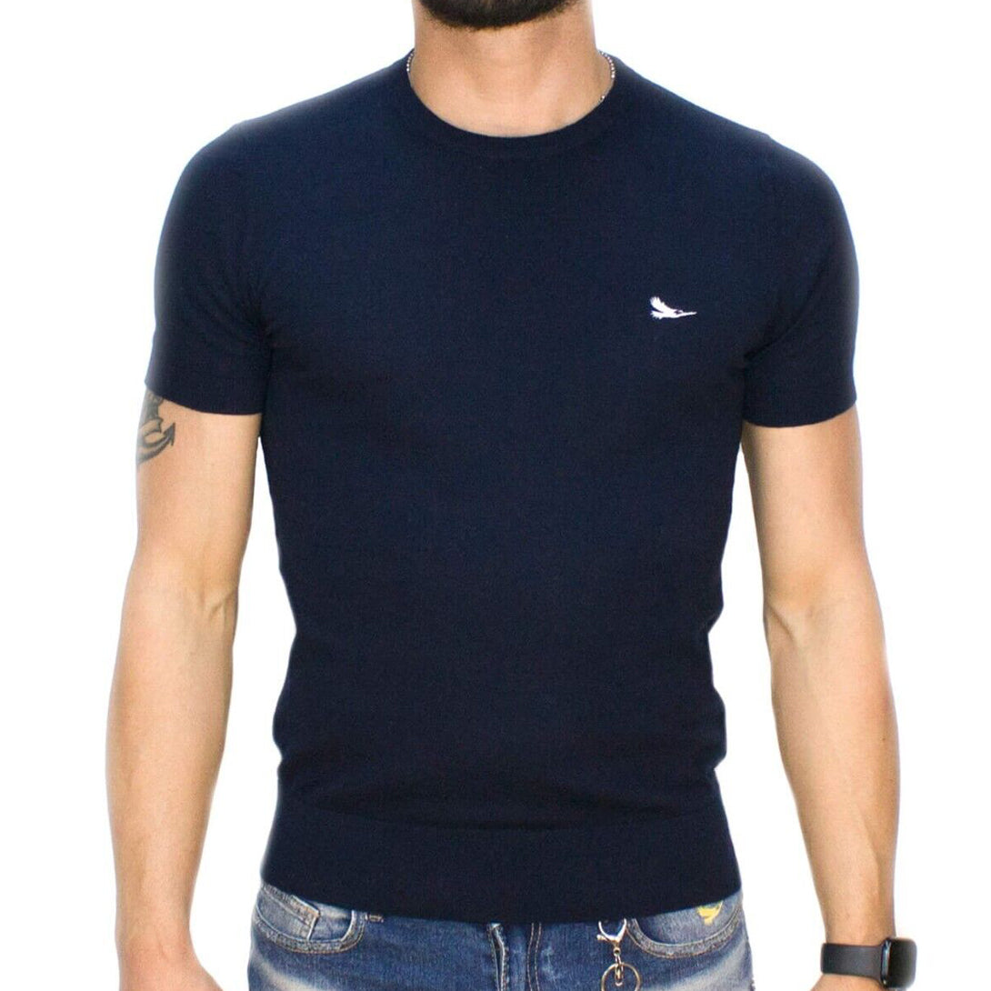 T-shirt Uomo in Cotone Sottile Manica Corta XL Blu scuro e Royal