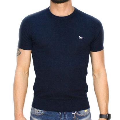 T-shirt Uomo in Cotone Sottile Manica Corta XL Blu scuro e Royal