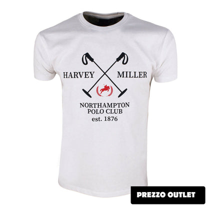 Maglietta a maniche corte HARVEY MILLER-POLO CLUB BIANCO NERO XL XXL